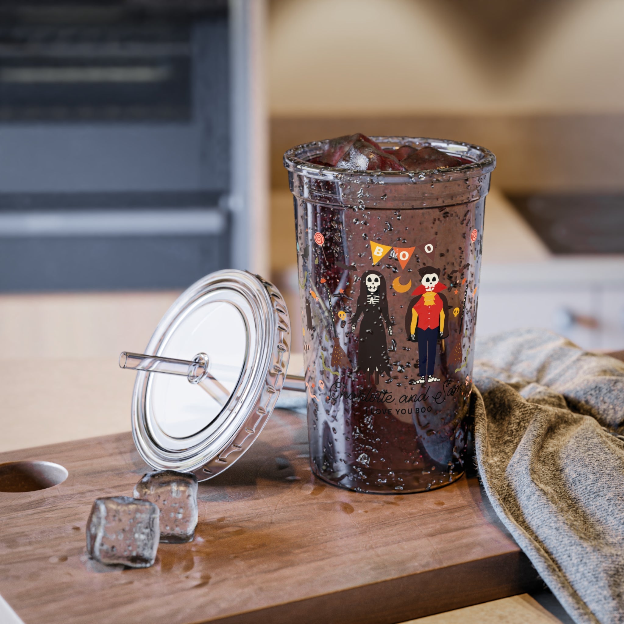 Personalized Spooky Couple Acrylic Cup - Relatable Basic