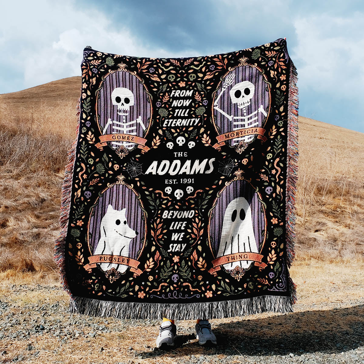 Personalized Spooky Four Framed Haunted Couple Woven Blanket
