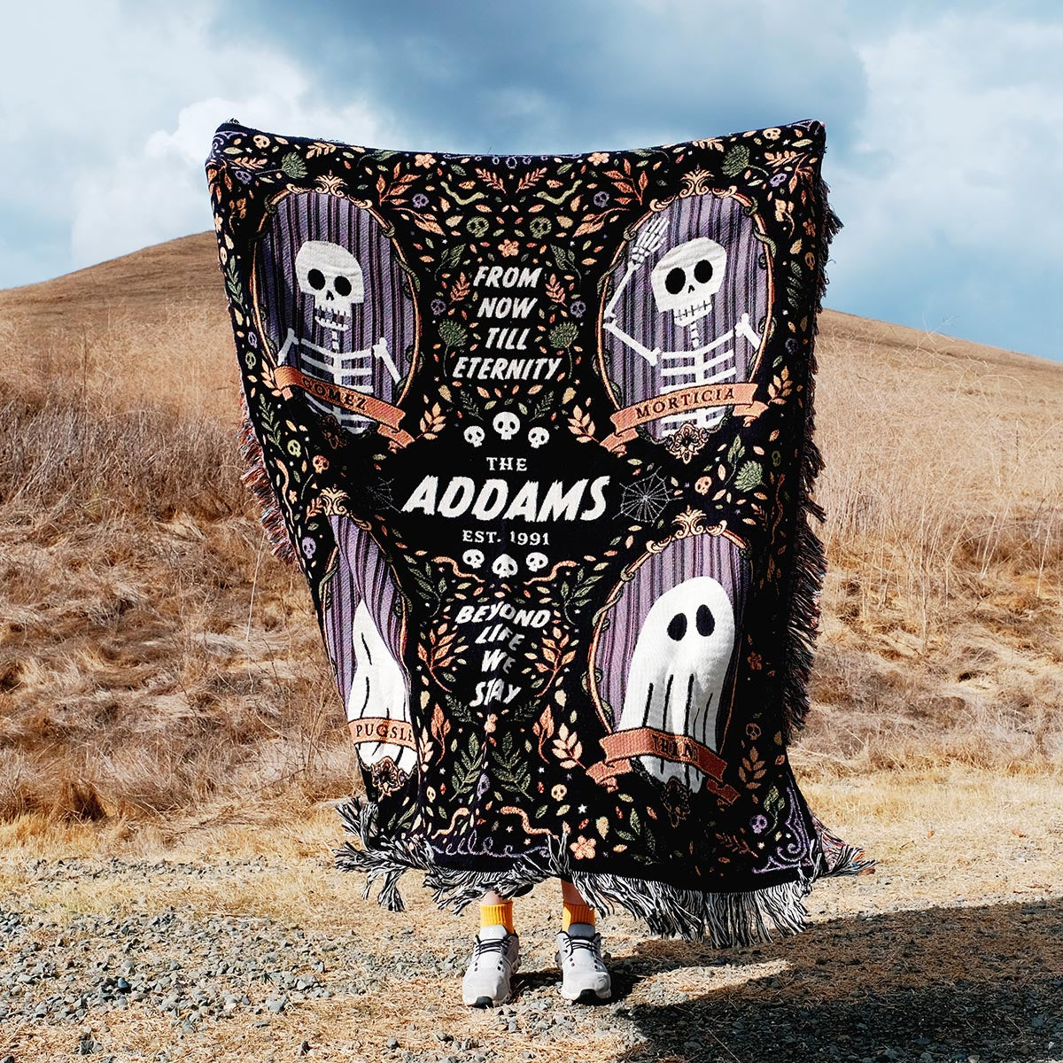 Personalized Spooky Four Framed Haunted Couple Woven Blanket
