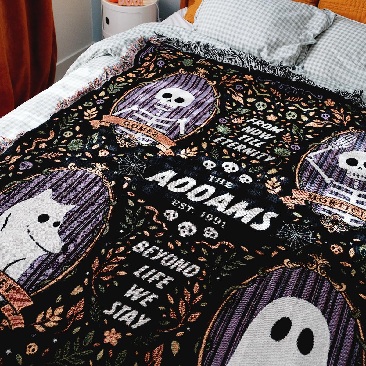 Personalized Spooky Four Framed Haunted Couple Woven Blanket
