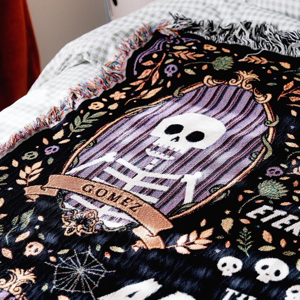 Personalized Spooky Four Framed Haunted Couple Woven Blanket