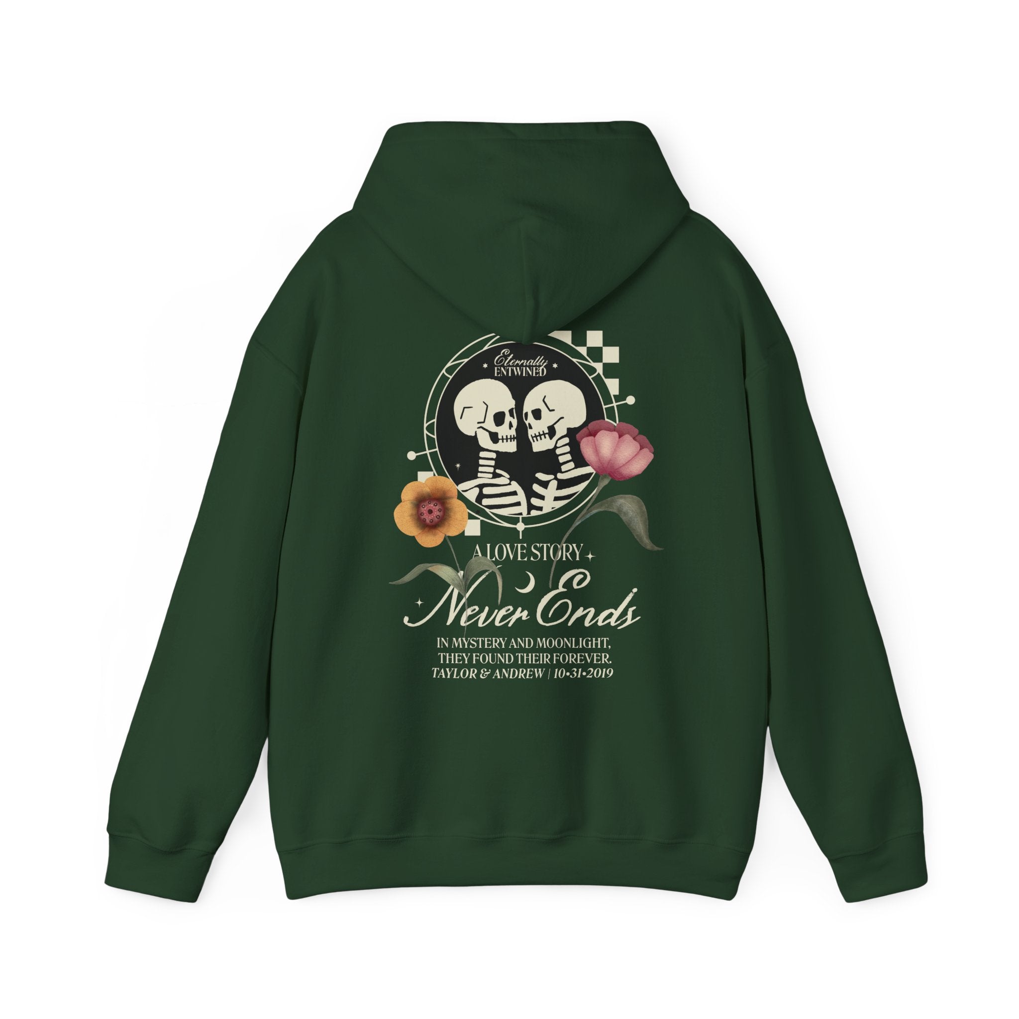 Personalized Entwined Skeletons Couple Hoodie