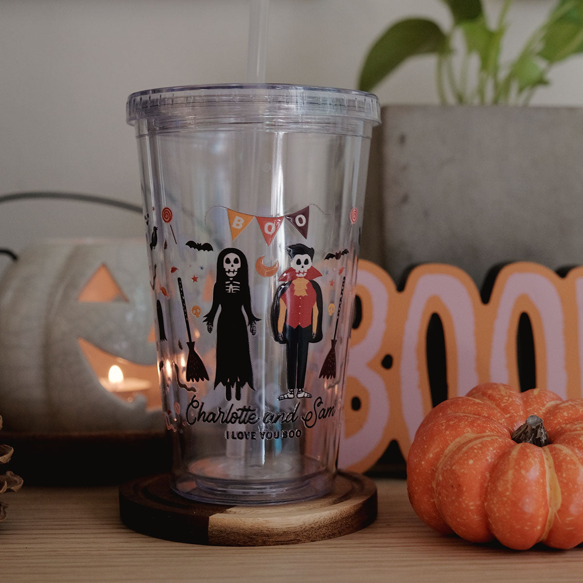 Personalized Spooky Couple Acrylic Cup - Relatable Basic
