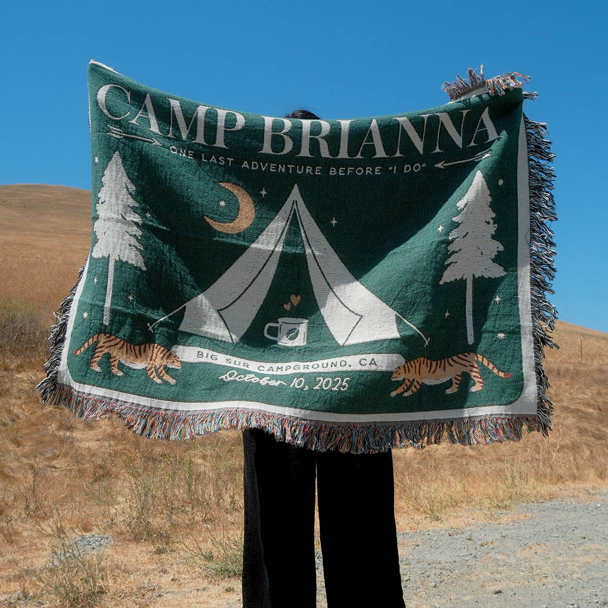Personalized Camp Bride Bachelorette Party Woven Blanket