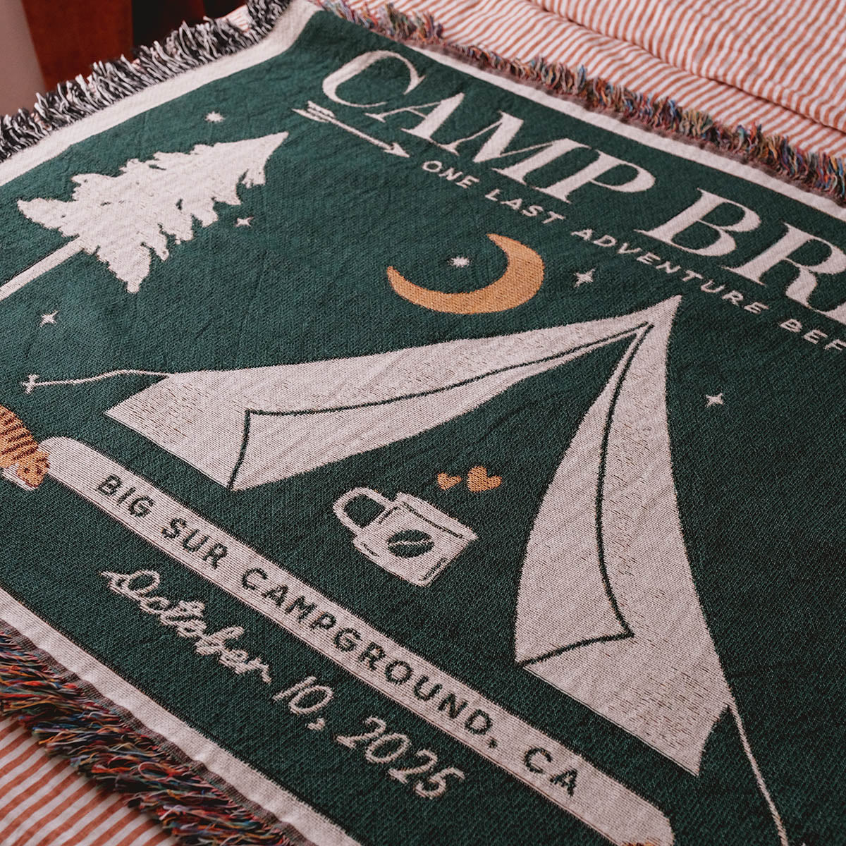 Personalized Camp Bride Bachelorette Party Woven Blanket