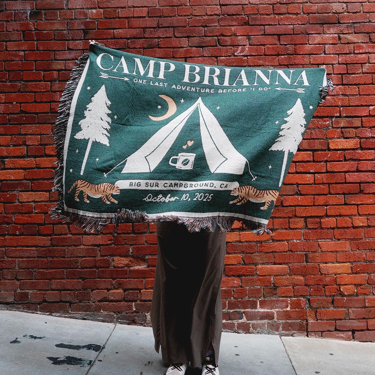 Personalized Camp Bride Bachelorette Party Woven Blanket