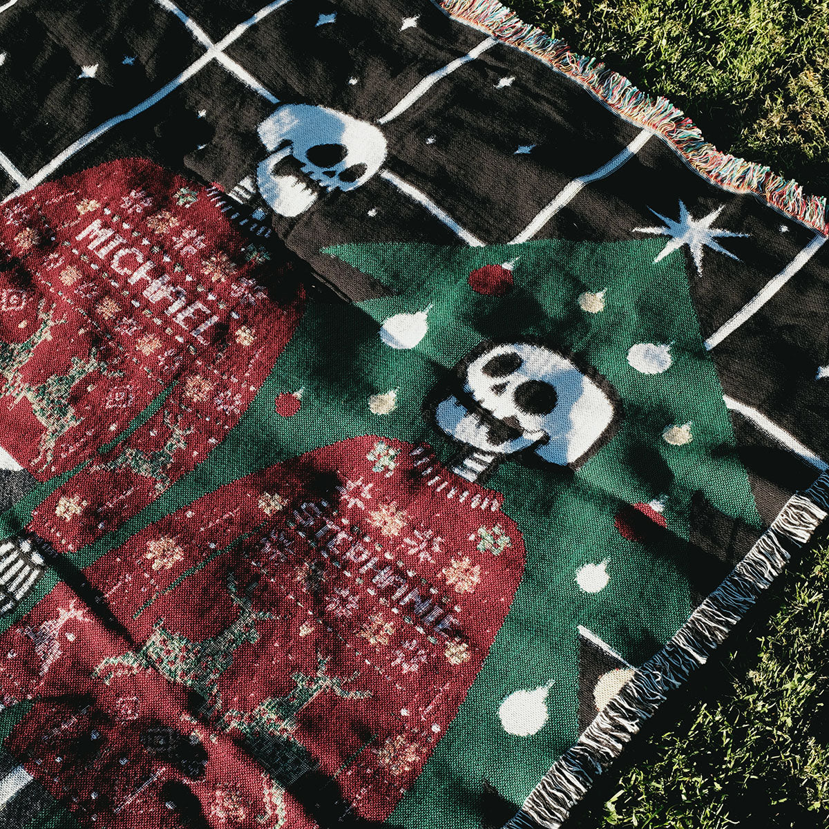Christmas Skeleton Couple Personalized Woven Blanket