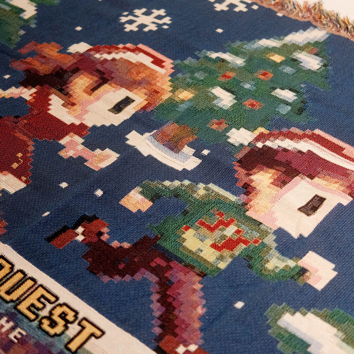 Personalized Retro 8-Bit Christmas Gaming Couple Woven Blanket