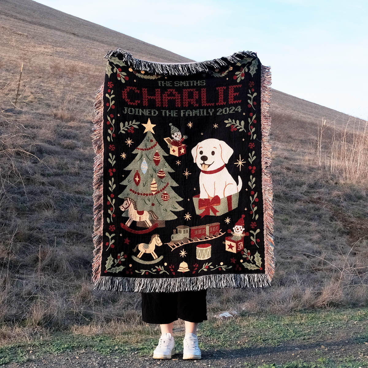 Personalized Dog Christmas Tree Blanket