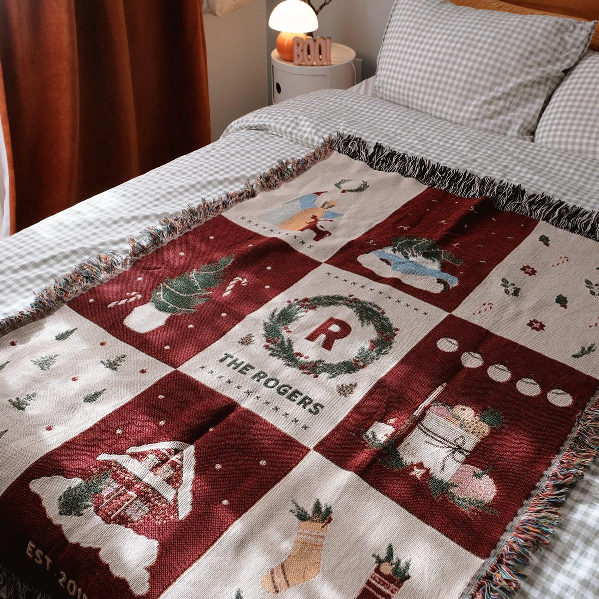 Personalized Family Name Christmas Woven Throw