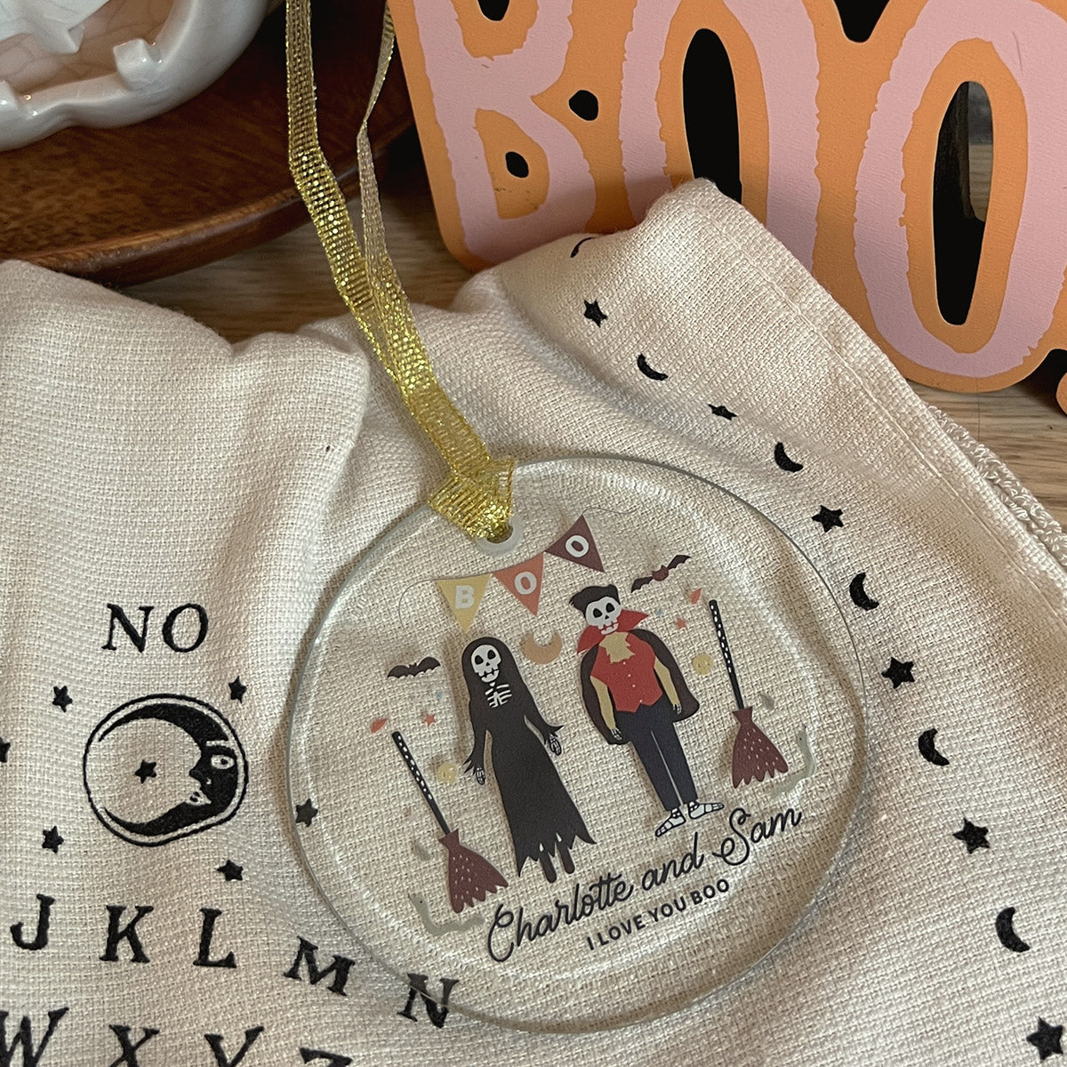 Personalized Spooky Couple Glass Ornament - Relatable Basic