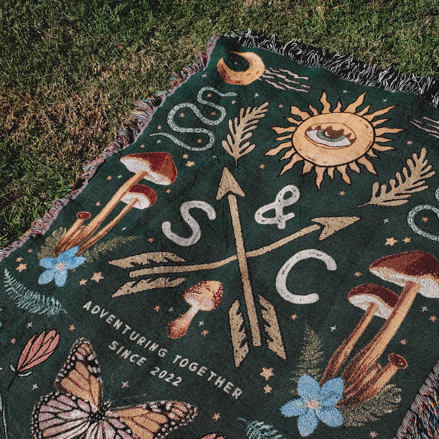 Magical Couple Adventure Personalized Woven Blanket - Relatable Basic