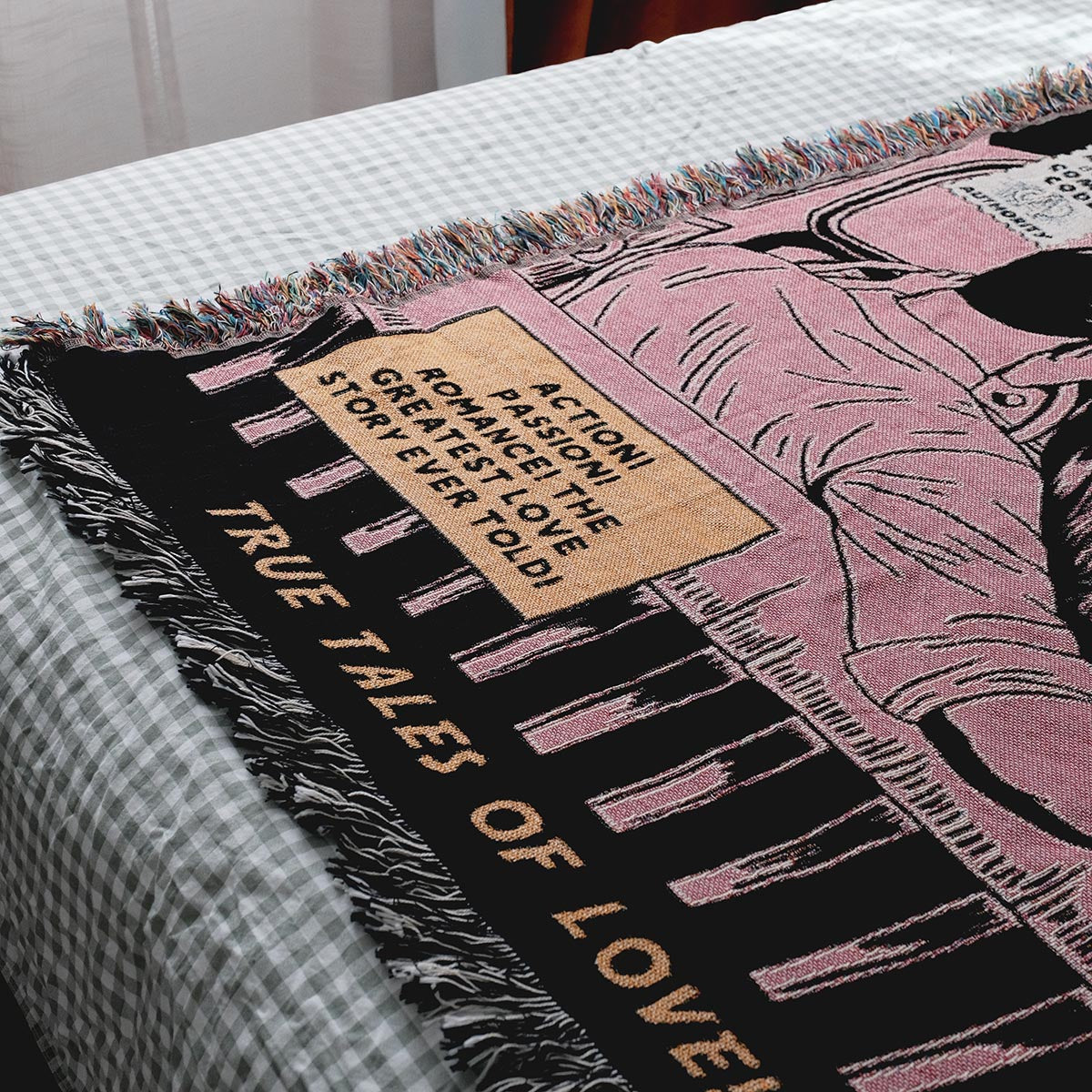 Personalized Retro Comic Book Couple Woven Blanket