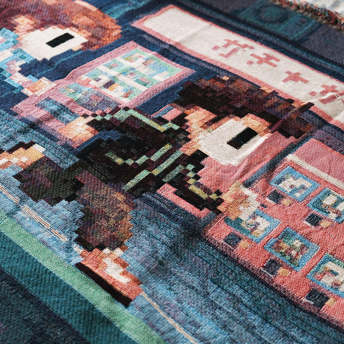 Personalized Retro 8-Bit Gaming Couple Japan Woven Blanket