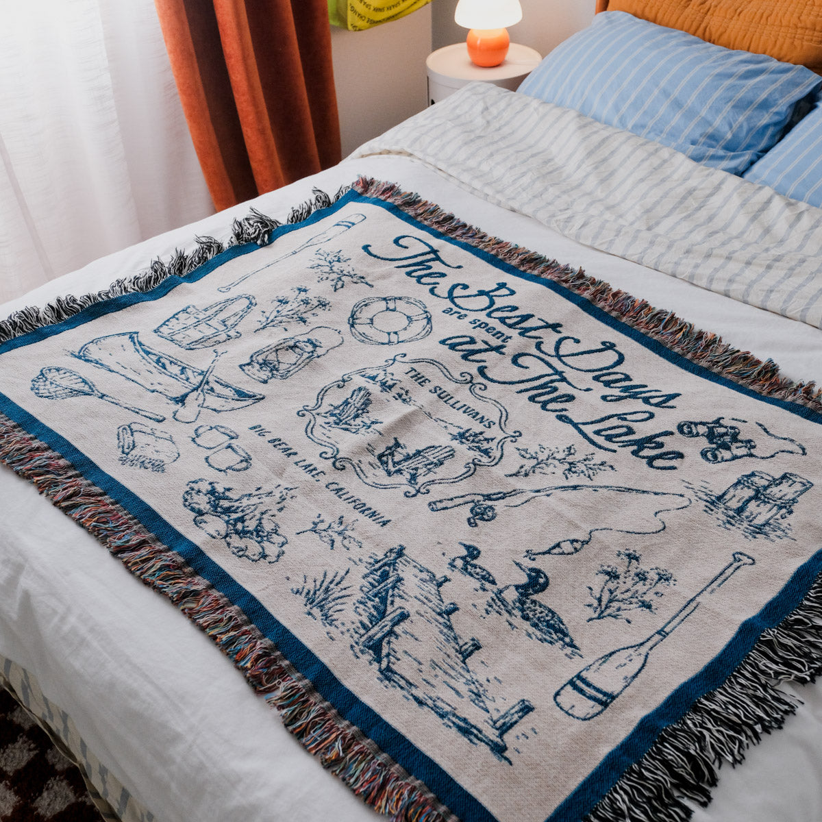 Personalized Couple Lake House Woven Blanket