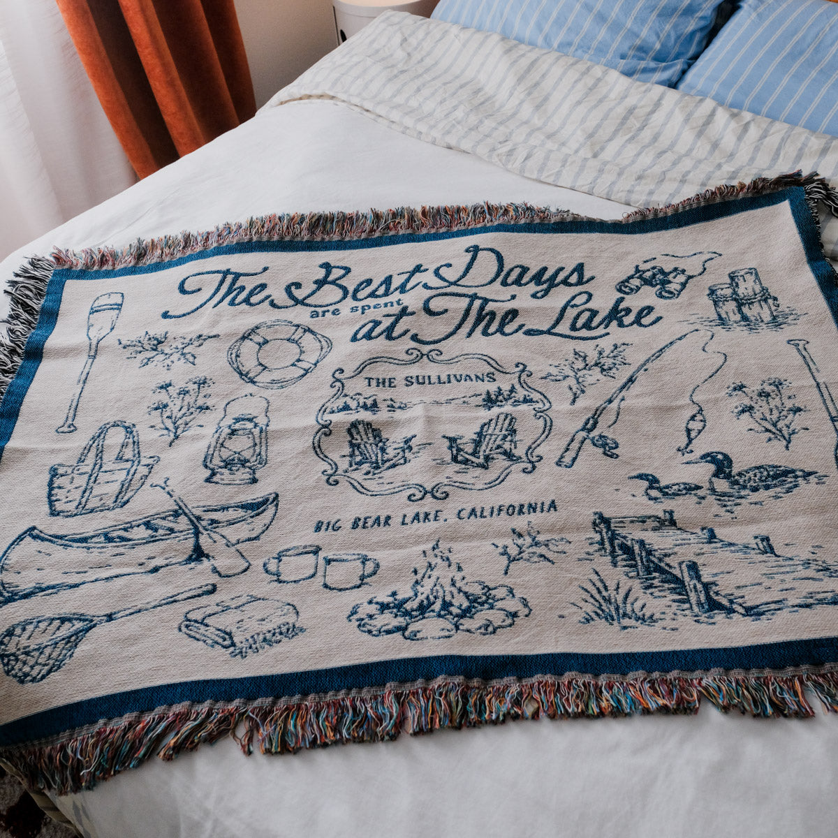 Personalized Couple Lake House Woven Blanket