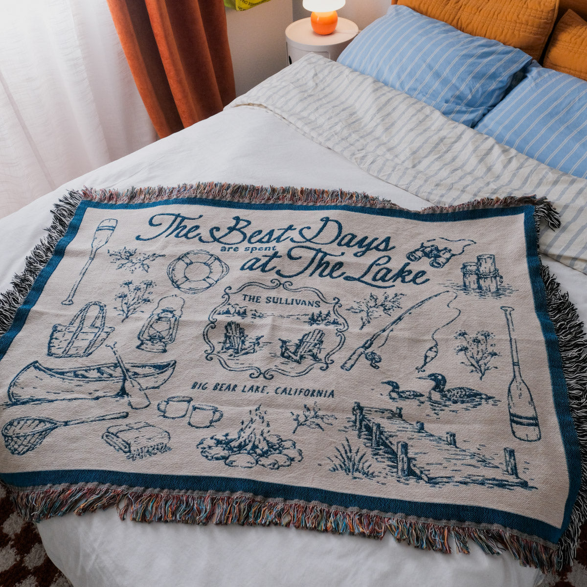 Personalized Couple Lake House Woven Blanket