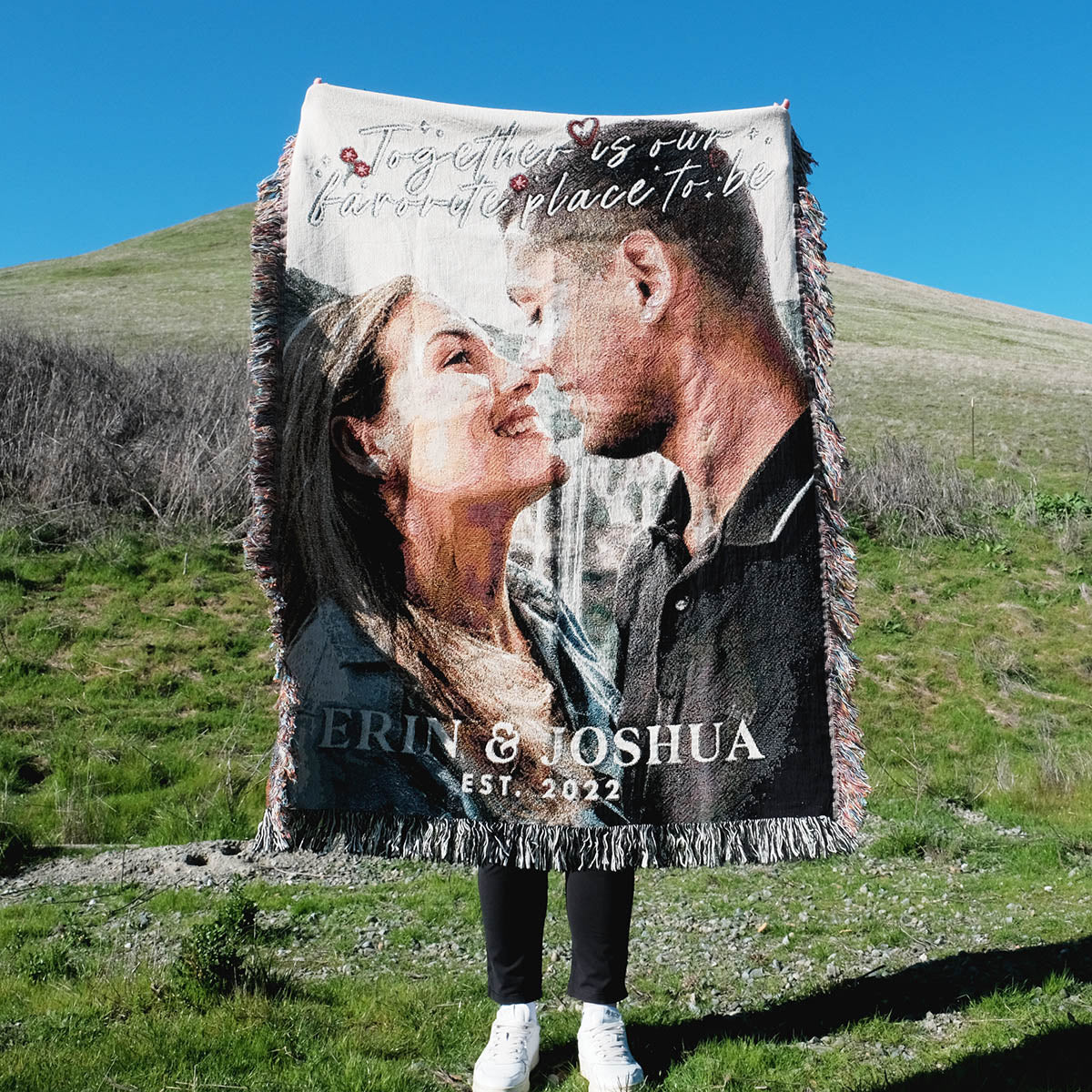Personalized Couple Photo Woven Blanket