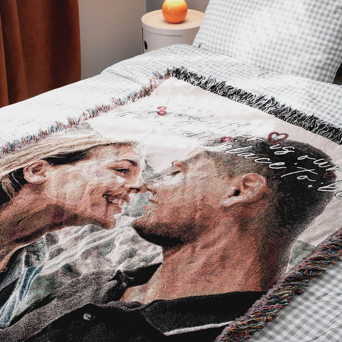Personalized Couple Photo Woven Blanket