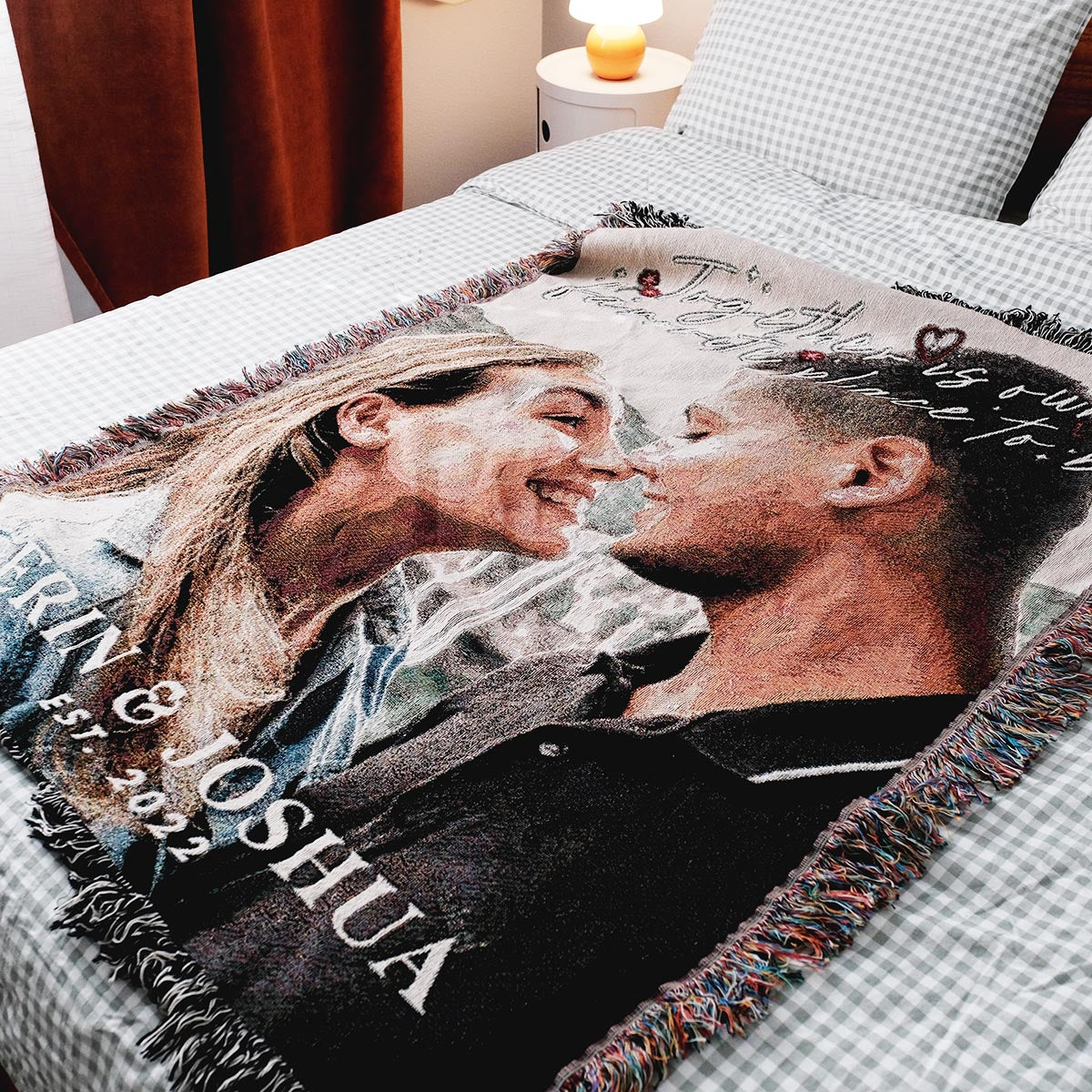 Personalized Couple Photo Woven Blanket