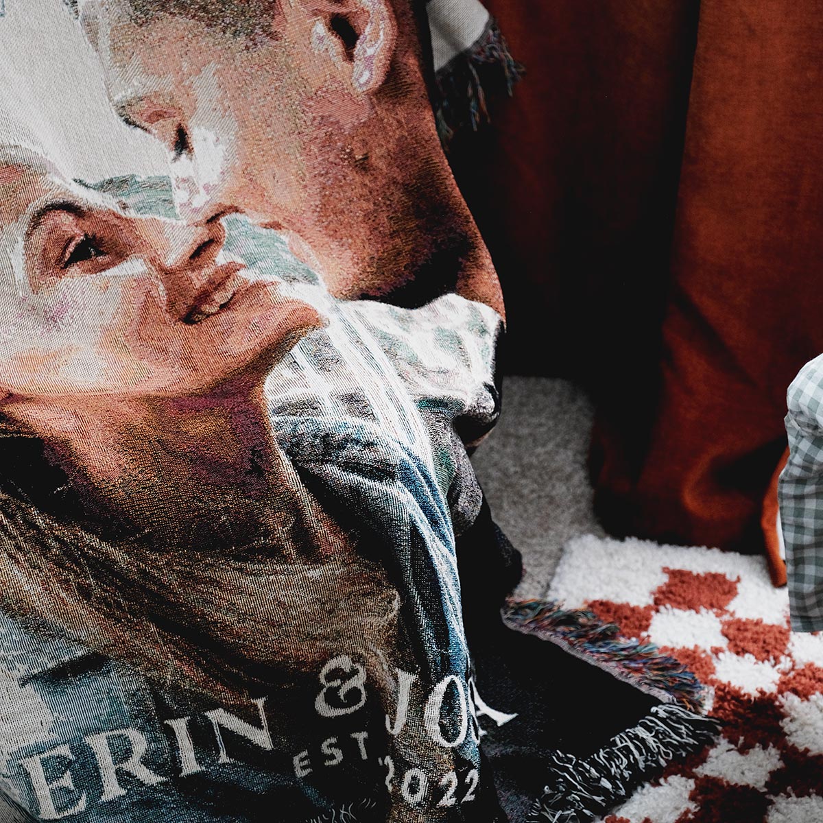 Personalized Couple Photo Woven Blanket