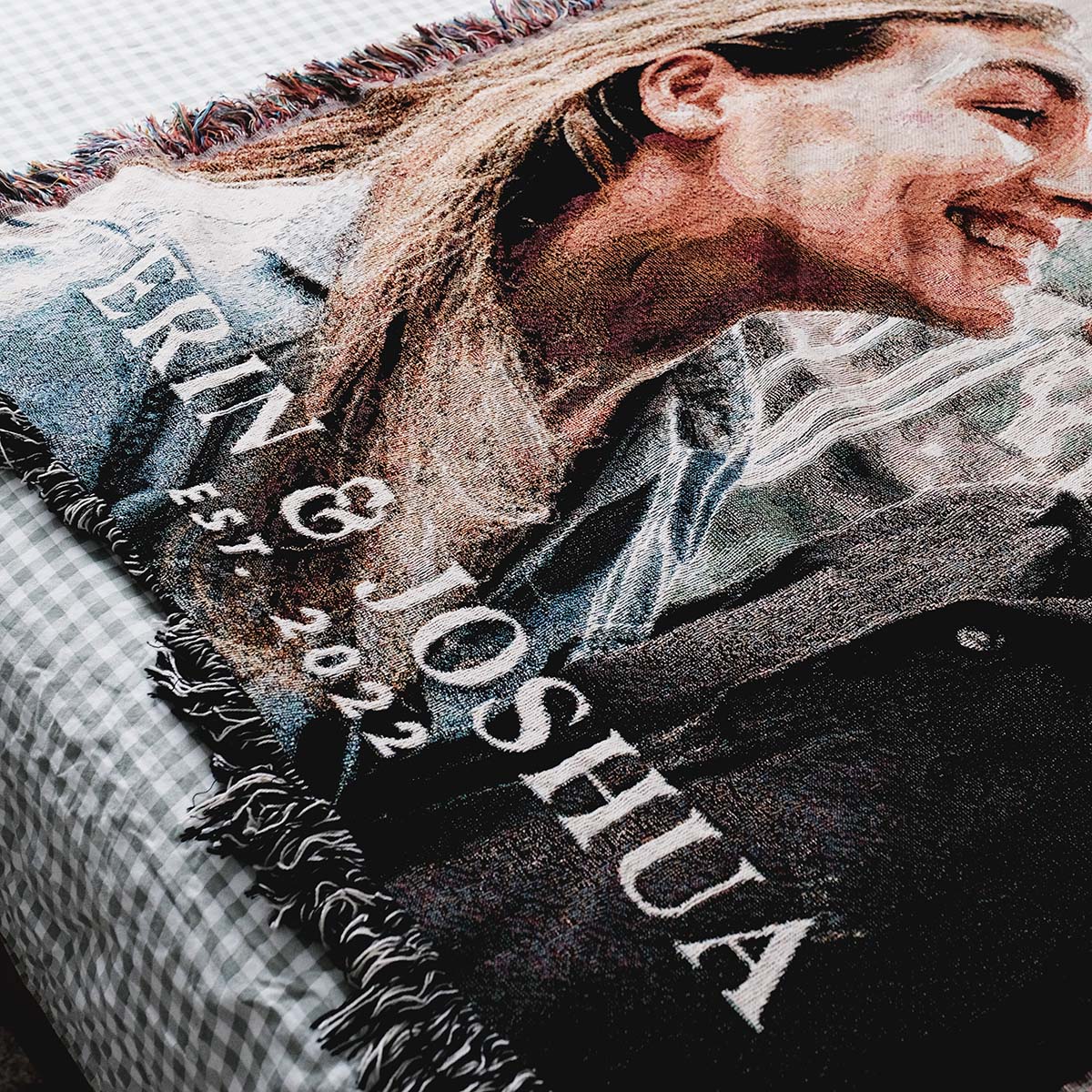 Personalized Couple Photo Woven Blanket