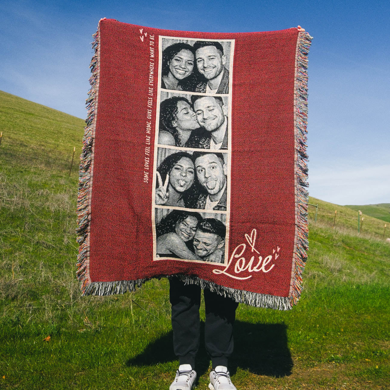 Personalized Couple Photobooth Woven Blanket