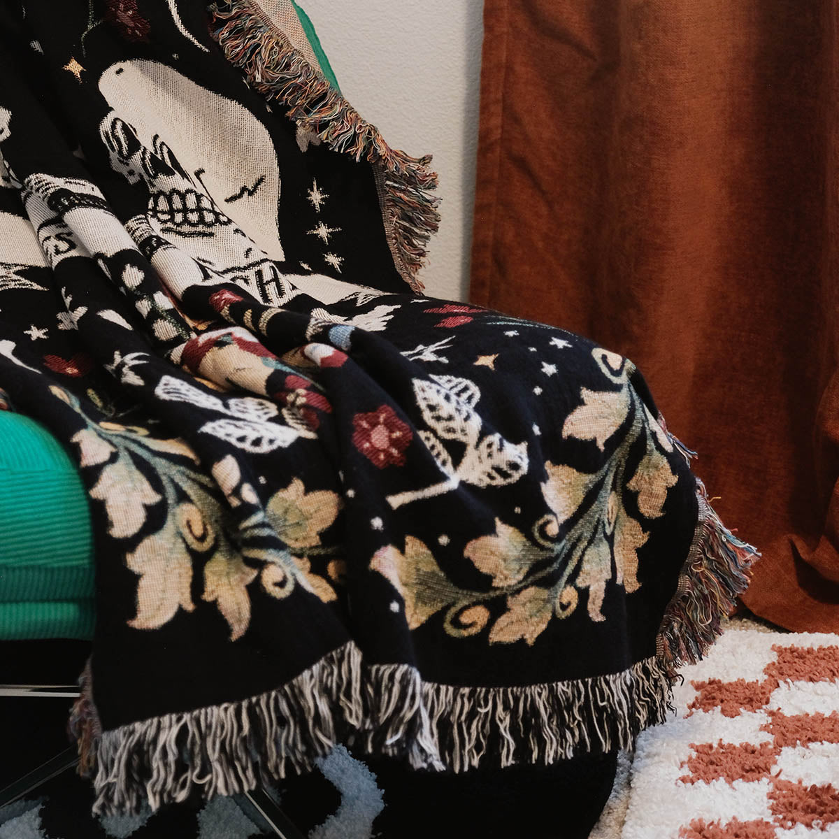 His and Hers Skulls Personalized Woven Blanket