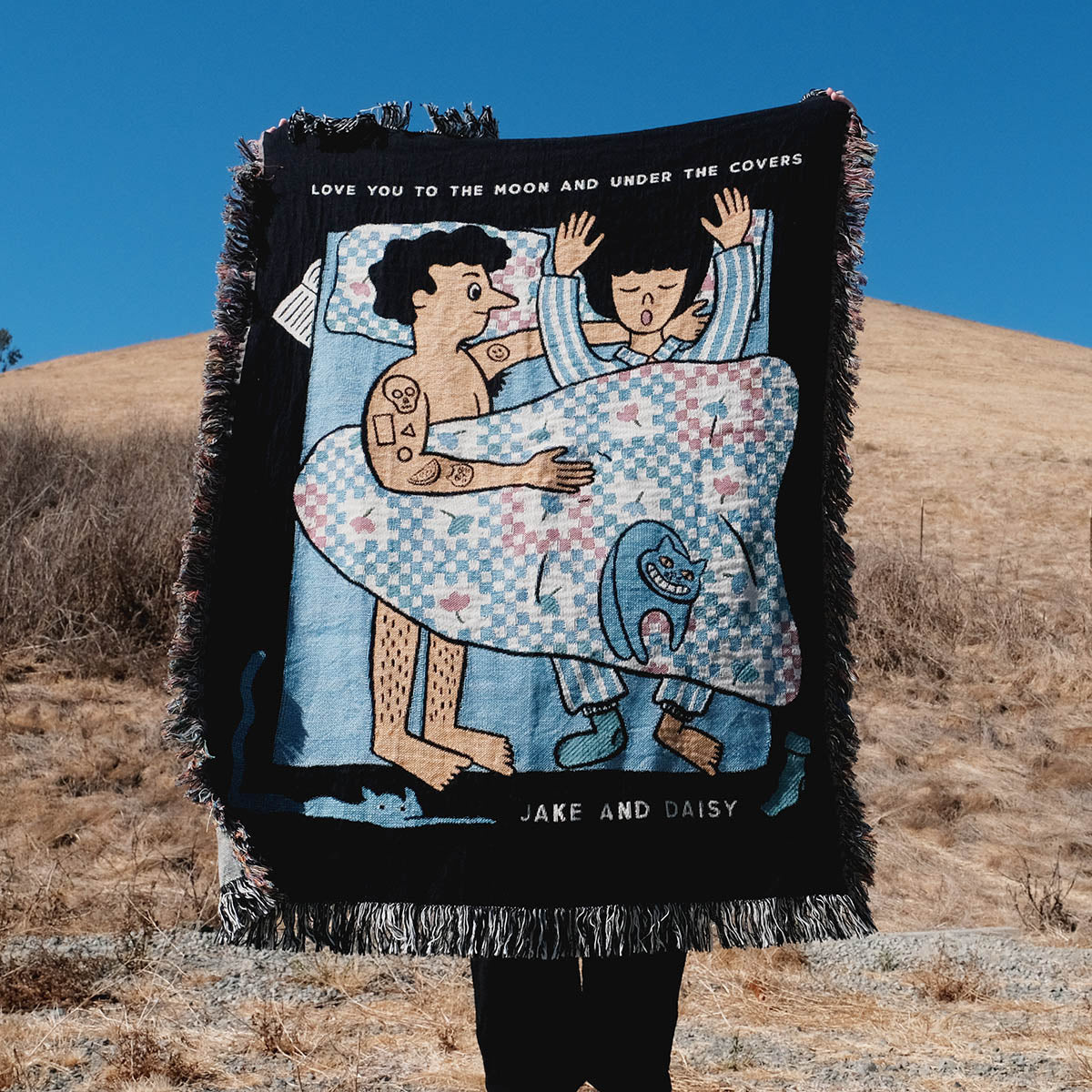 Personalized Couple In Bed Woven Blanket