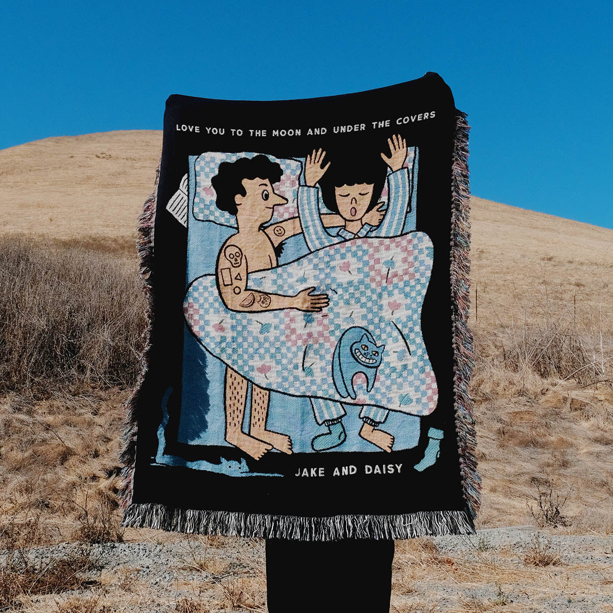 Personalized Couple In Bed Woven Blanket