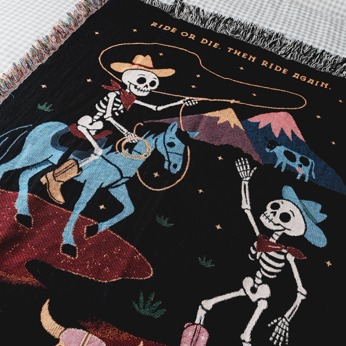 Personalized Cowboy Skeletons Couple Blanket