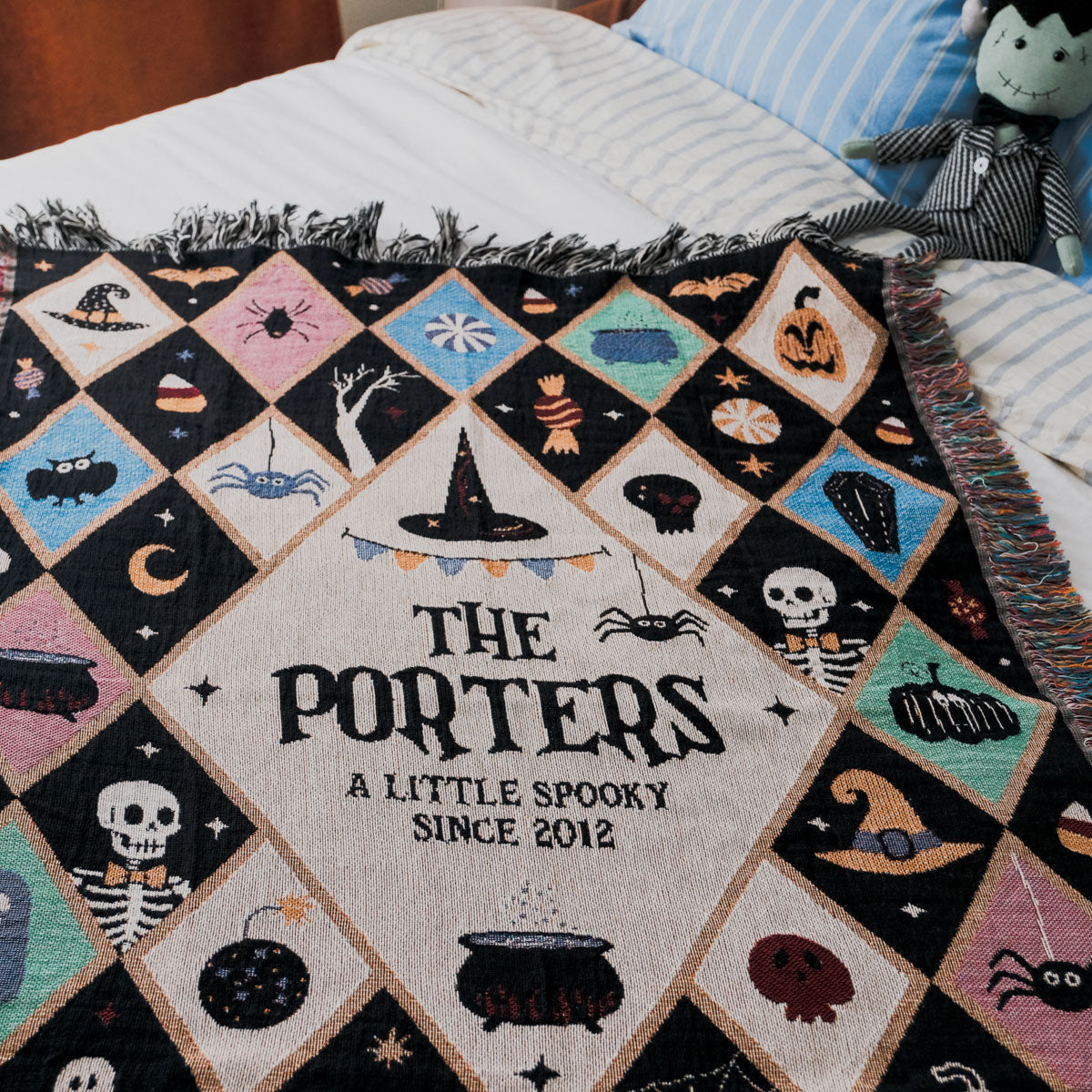 Personalized Family Spooky Halloween Woven Blanket