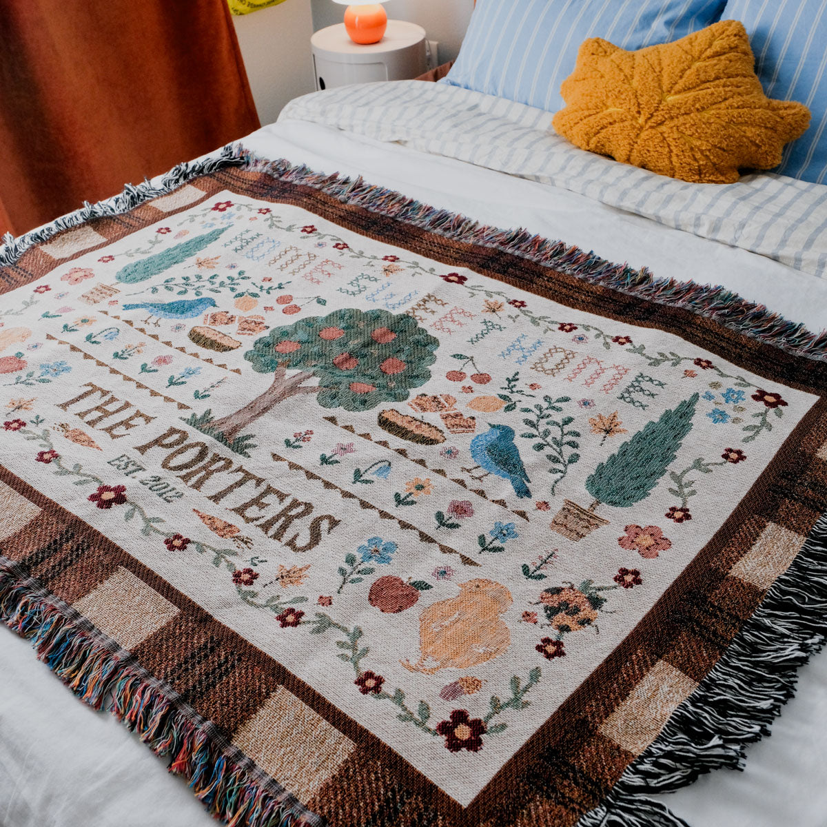 Personalized Cozy Fall Family Woven Blanket