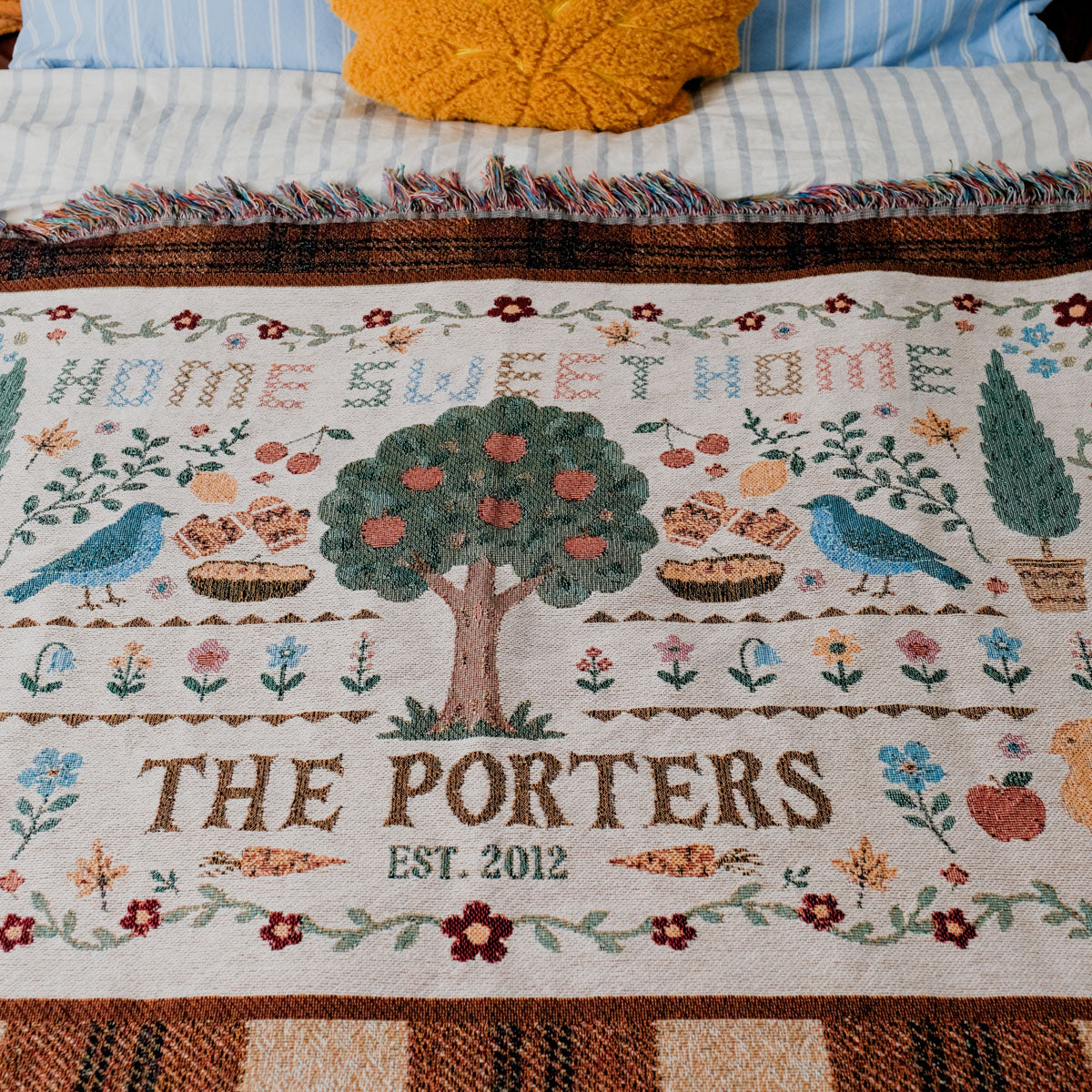 Personalized Cozy Fall Family Woven Blanket