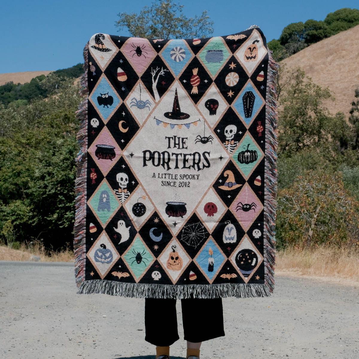 Personalized Family Spooky Halloween Woven Blanket