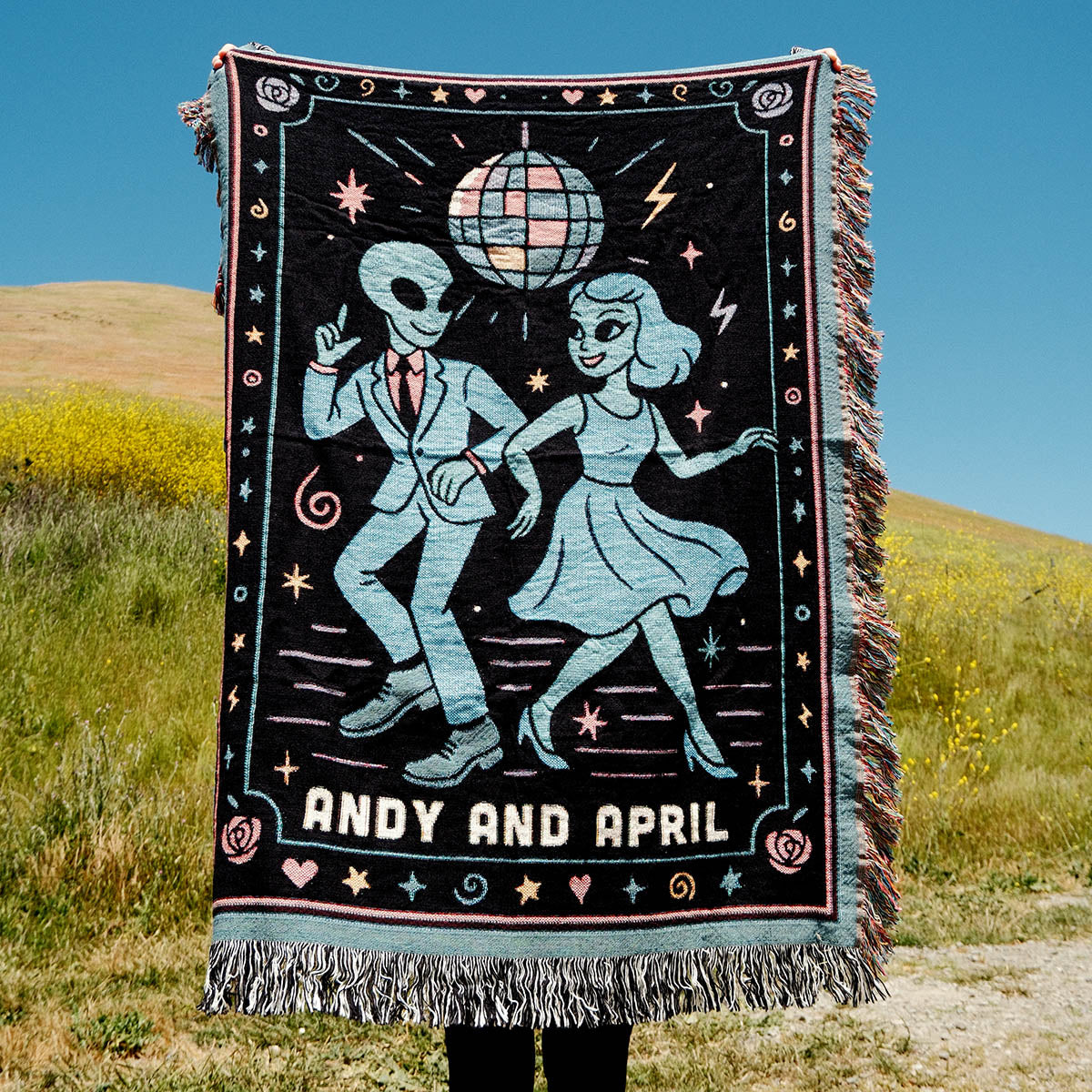 Personalized Dancing Aliens Couple Blanket