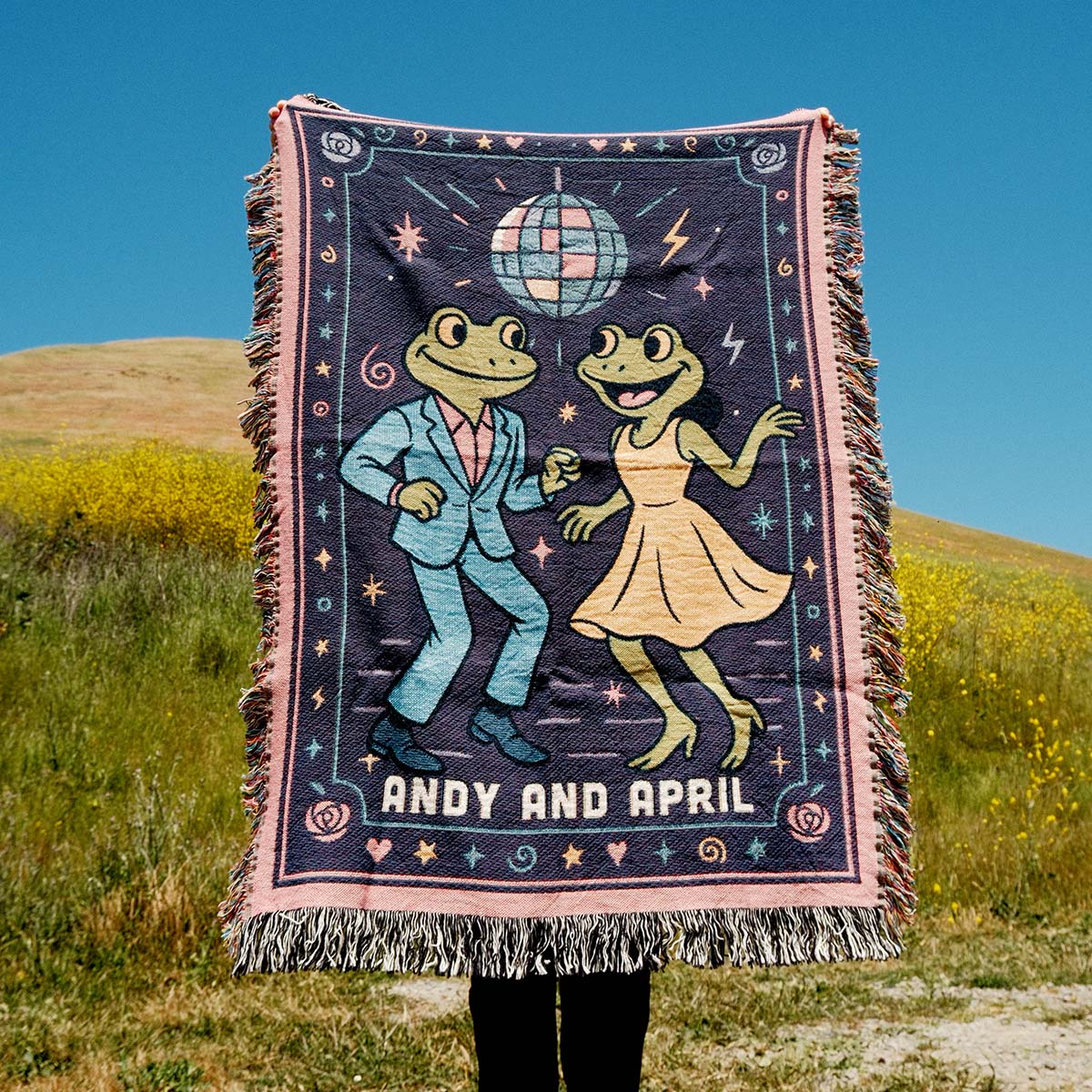 Personalized Dancing Frogs Couple Blanket