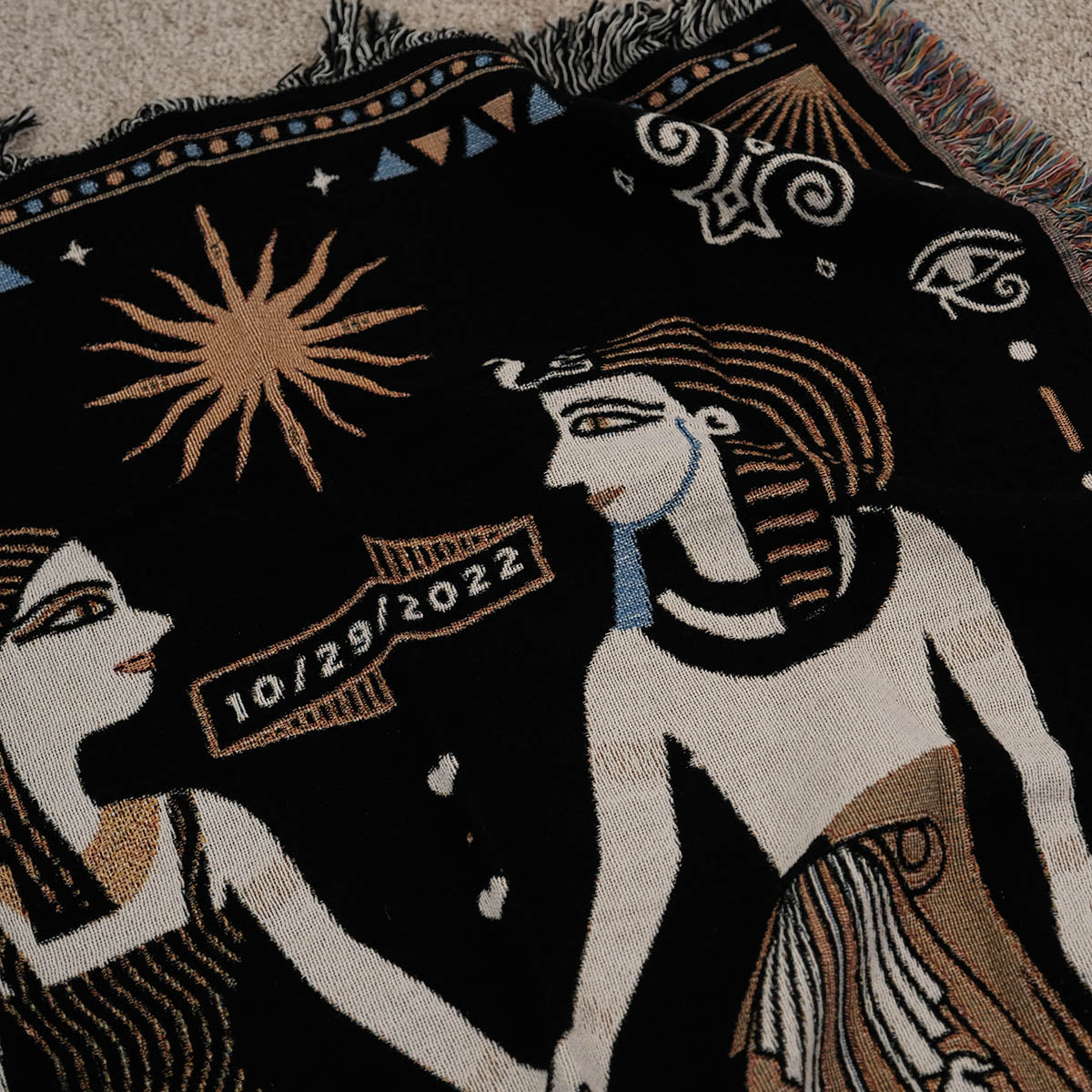 Personalized Egyptian Inspired Couple Woven Blanket