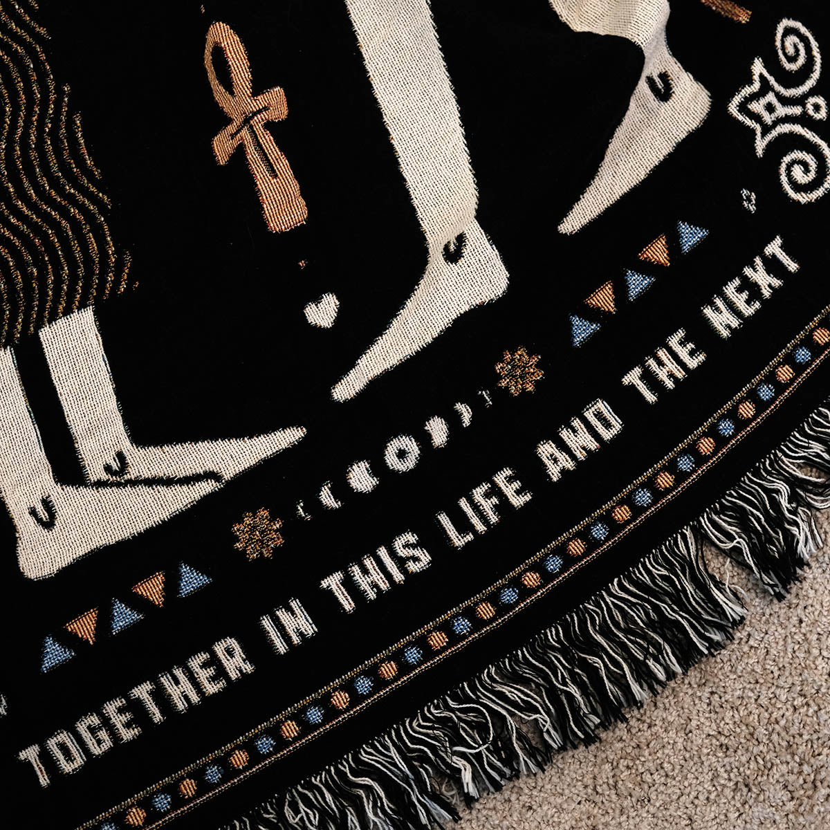 Personalized Egyptian Inspired Couple Woven Blanket