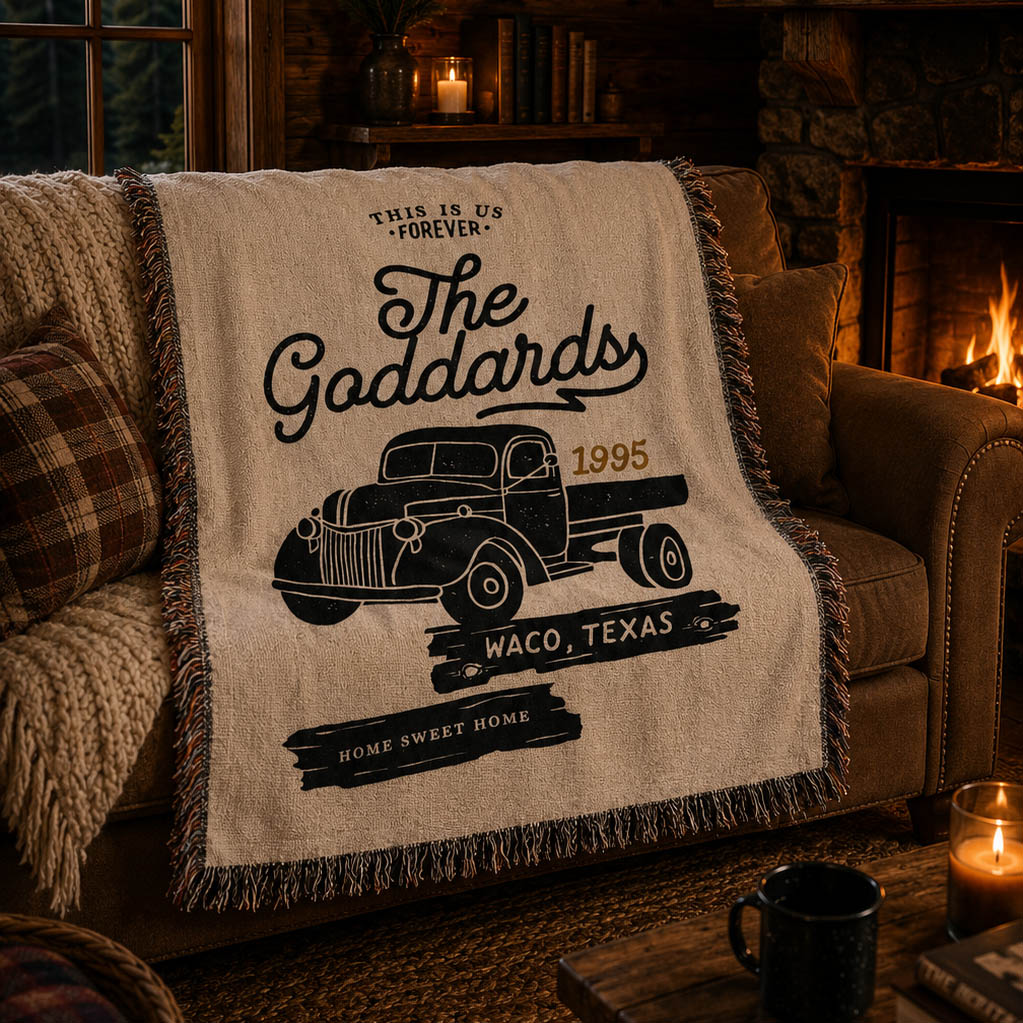 Personalized Truck Family Woven Blanket - Relatable Basic