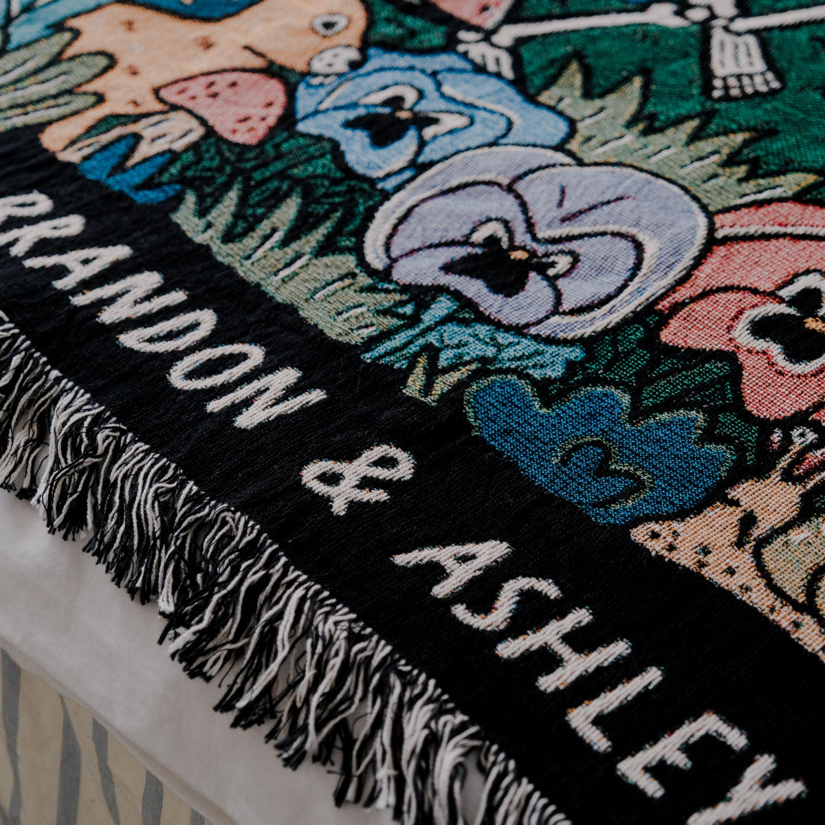 Personalized Forest Skeleton Couple Woven Blanket