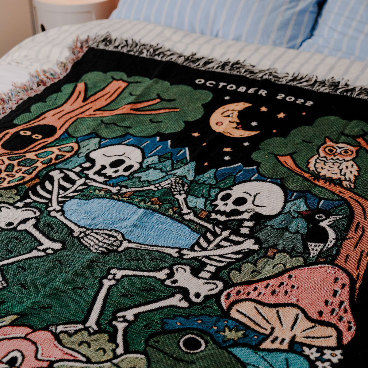 Personalized Forest Skeleton Couple Woven Blanket