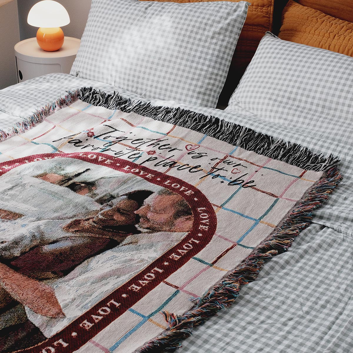 Personalized Framed Photo Couple Woven Blanket