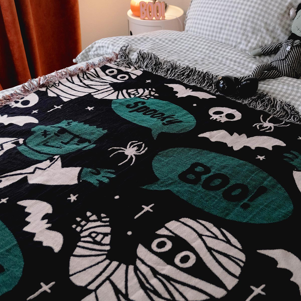 Frankenstein & Mummy Woven Blanket – Paws Up Monster Duo