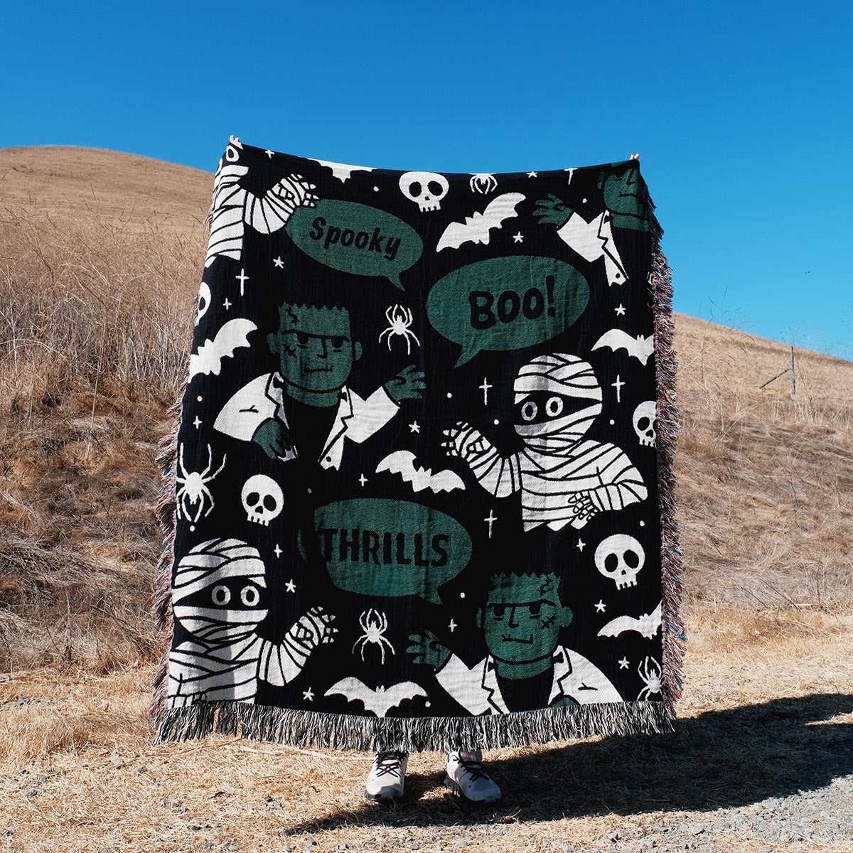 Frankenstein & Mummy Woven Blanket – Paws Up Monster Duo