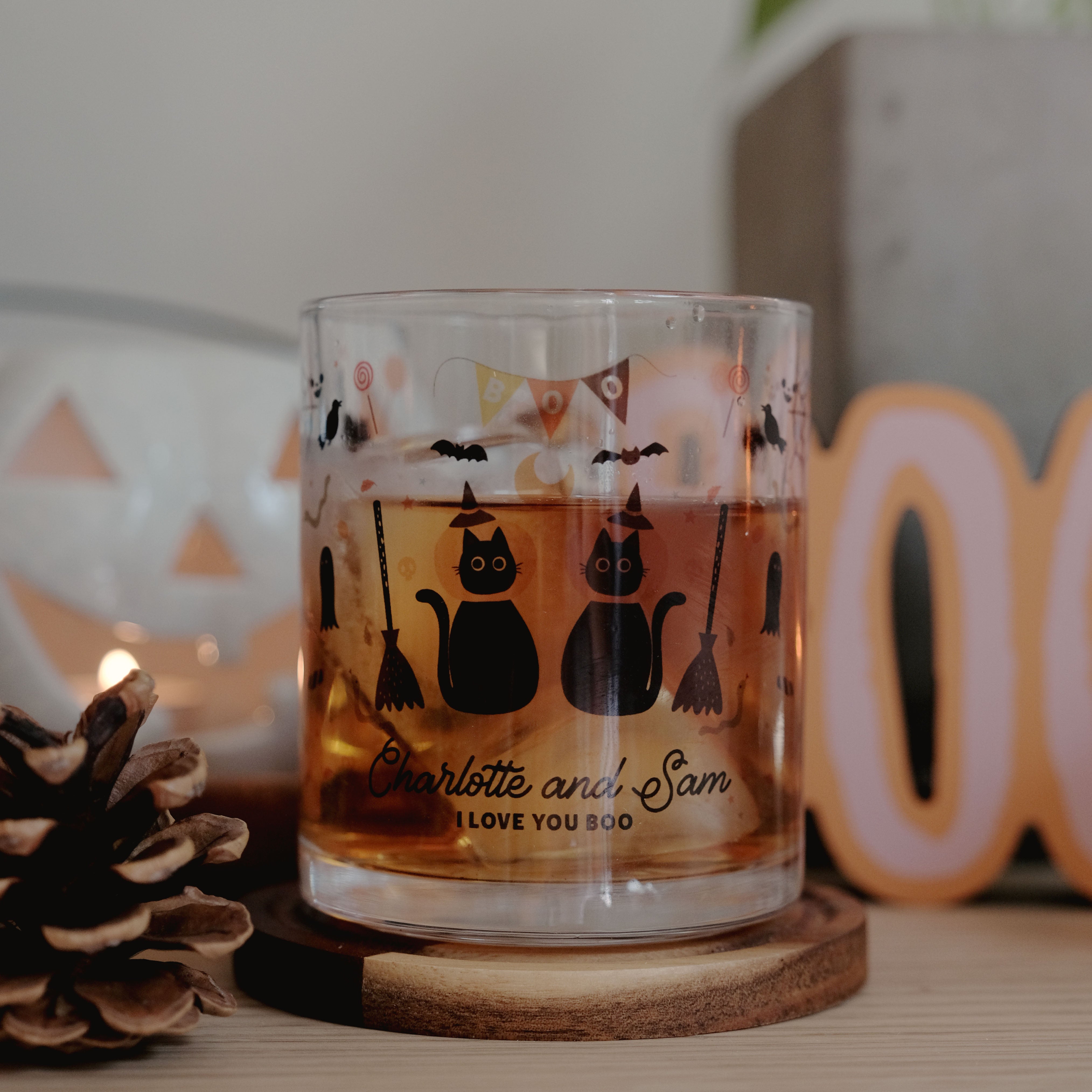 Personalized Spooky Couple Glass Mug - Relatable Basic