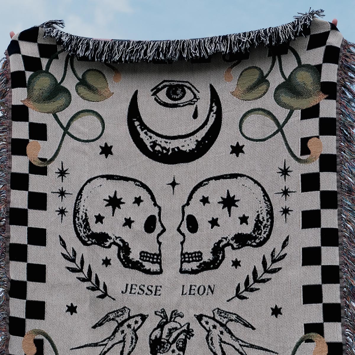 Personalized Bound For Eternity Couple Skulls Woven Blanket