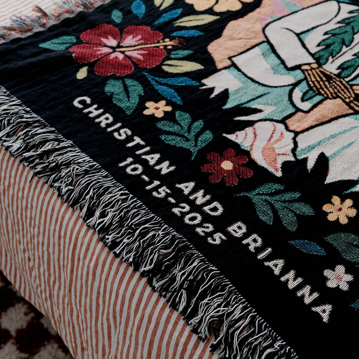 Personalized Skeleton Lovers’ Island Escape Couple Blanket