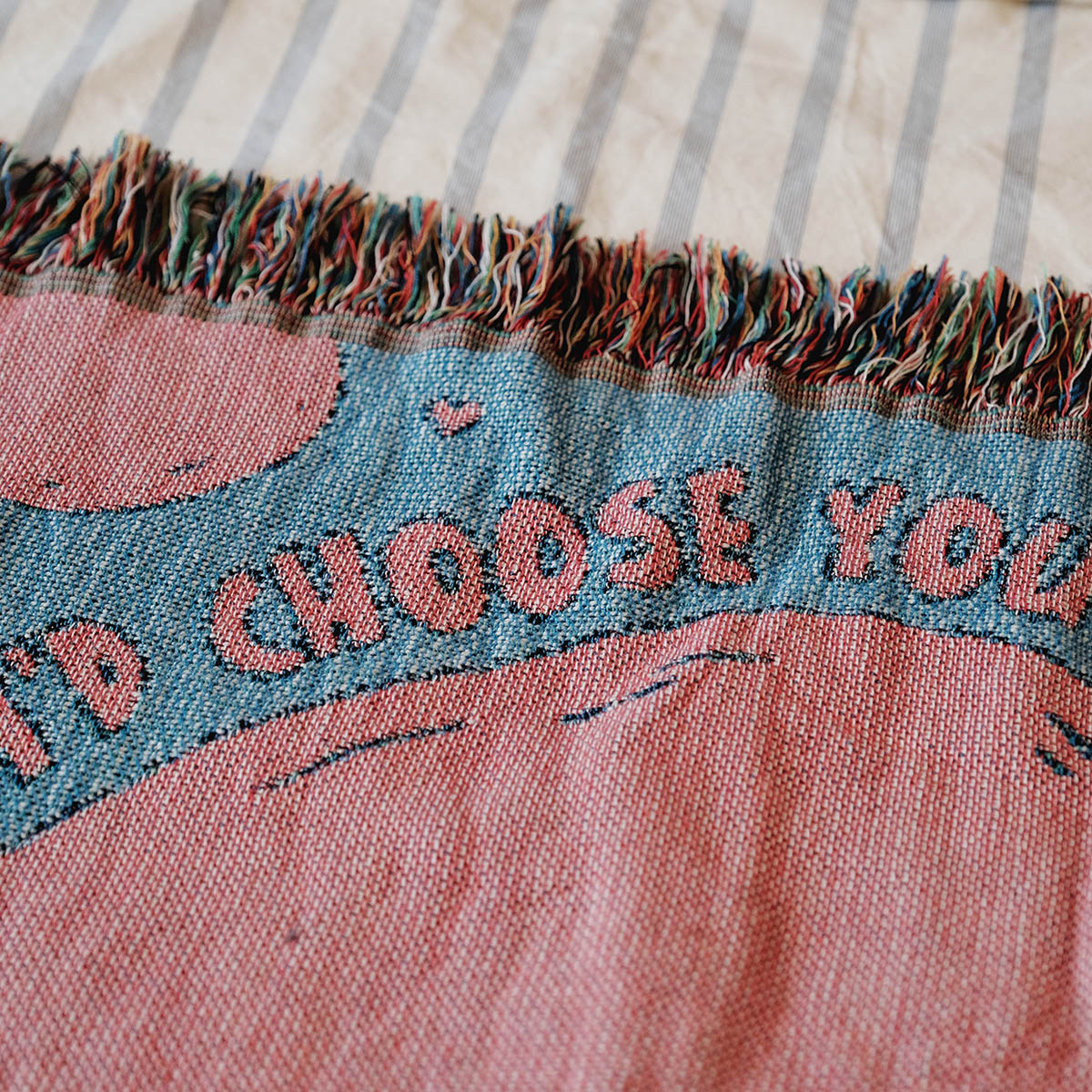 Personalized Big Hearts Couple Woven Blanket - Relatable Basic