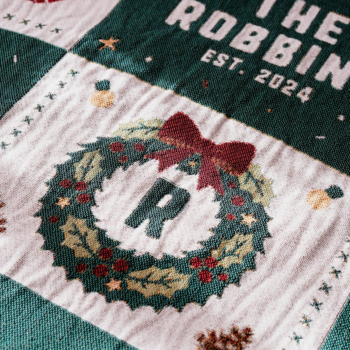 Personalized Family Name Christmas Woven Throw (Horizontal)